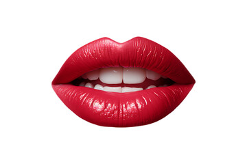 Obraz premium Red female lips Isolated on transparent background