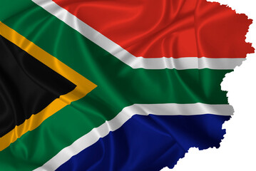 Flag South Africa with torn edges on silk texture