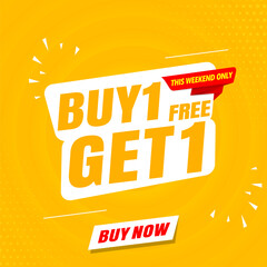 buy 1 get 1 free banner template yellow