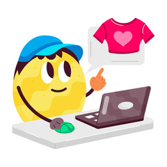 A comic style mascot of product selection

