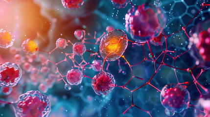 Astaxanthin Antioxidant Protection: Hologram Display, Healthy Cells, Anti-Aging for Business Ads