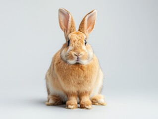 Obraz premium a Flemish Giant rabbit, sitting in an upright pose, on a pure white background