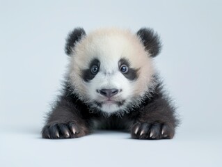 Obraz premium a Giant Panda cub playing on a pure white background