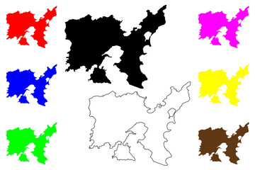 Lemnos island (Hellenic Republic, Greece) map vector illustration, scribble sketch Limnos map