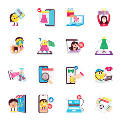 WebSet of Online Shopping Flat Stickers 

