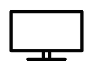 Vector illustration of a monitor icon in black and white, suitable for technology and computer designs. Editable stroke.