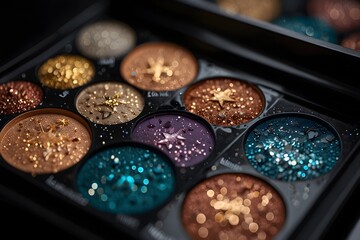 A themed eyeshadow palette inspired by constellations, with shades named after stars and galaxies ai_generated