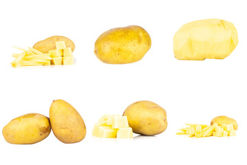 potato isolated on white background slice cube fresh