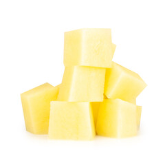 potato isolated on white background slice cube fresh