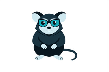  a cool and confident look with a hooded mouse sitting with glasses vector art illustration