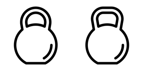 Vector icon of a kettlebell, representing fitness, weightlifting, and exercise themes. Simple black and white design. Editable stroke.