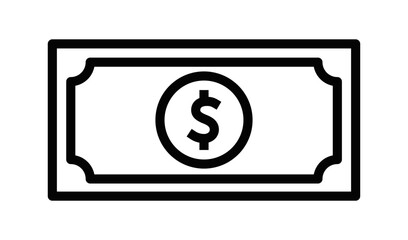 Paper dollar vector icon. Editable stroke.