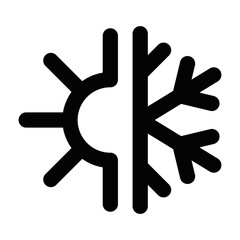 Vector icon of a climate control symbol, representing heating and cooling. Simple black and white design. Editable stroke.