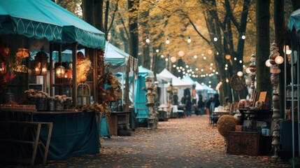 Obraz premium Autumn festival, fair in the park.