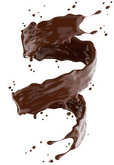 chocolate splash isolated on a white background. Clipping path. 3d render.