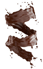 chocolate splash isolated on a white background. Clipping path. 3d render.