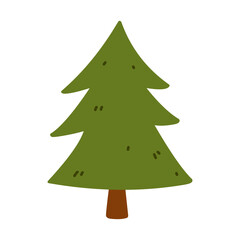 Fir isolated on a white background. Vector hand-drawn illustration in a flat style. Perfect for cards, decorations, logo, various designs.