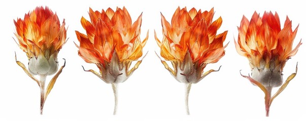 Fototapeta premium Safflower seeds clipart, botanical element, realistic illustration, white, isolated on white background