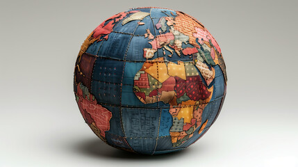 Ultra Realistic Handmade Globe: Textured Paper and Fabric Art