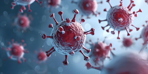 Cells Engaged in Immune Response Against Virus Microscopic Perspective. Concept Immunology, Virus, Immune Response, Microscopic Perspective, Cellular Interactions