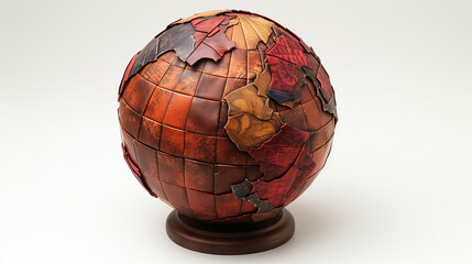 Ultra Realistic Handmade Globe: Textured Paper and Fabric Art
