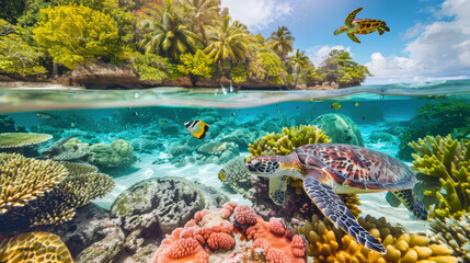 sea turtle swimming in the sea