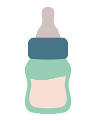 Baby bottle for milk or formula. Children feeding, food. Isolated vector illustration for your design