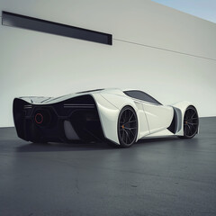 The sleek white sports car is a vision of power and performance. This image showcases a modern and...