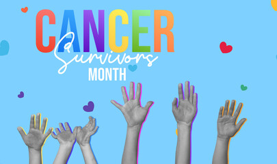Awareness banner for Cancer Survivors Month with hands