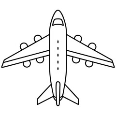 airplane outline coloring book page line art illustration digital drawing