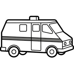 Fototapeta premium ambolance outline coloring book page line art illustration digital drawing