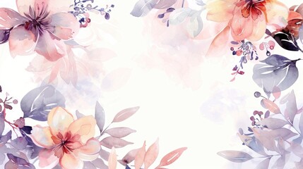 Obraz premium Watercolor floral seamless pattern with space for text in soft feminine hues