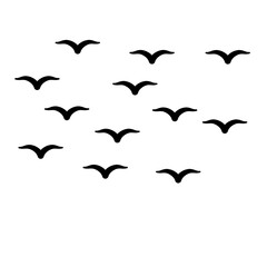 Flock of bird silhouette Vector icon 