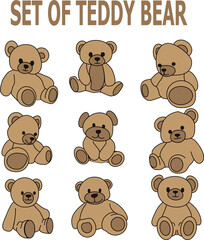 SET OF TEDDY BEAR DESIGNS FOR STICKERS, TAG, LABEL, BRANDING AND PACKAGING