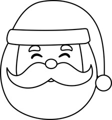 Cute Santa Claus face outline vector.
Santa Claus Avatar Coloring Drawing.