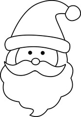 Cute Santa Claus face outline vector.
Santa Claus Avatar Coloring Drawing.