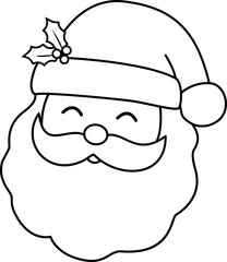 Cute Santa Claus face outline vector.
Santa Claus Avatar Coloring Drawing.