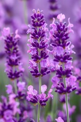 Obraz premium A purple flower with a purple stem is in a field