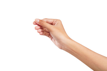 Hand holding something hand pose isolated transparent