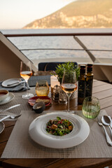 table with food and drink