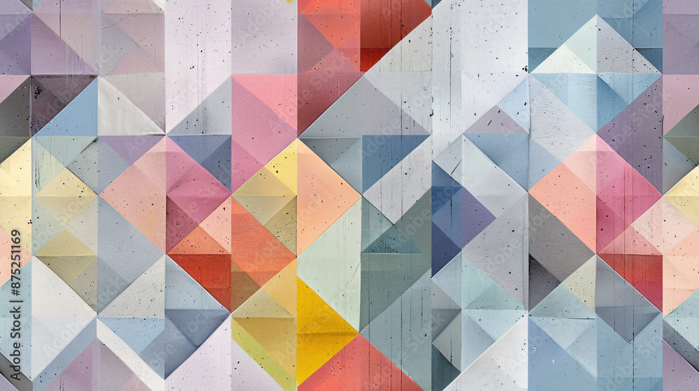 Fototapete geometric pattern forming a colorful abstract background with triangle shapes, ideal for design proj