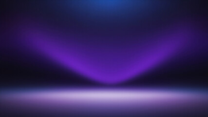 Fototapeta premium A dark, moody background with a spotlight shining from the center, casting a triangular beam of purple light, a dramatic purple beam