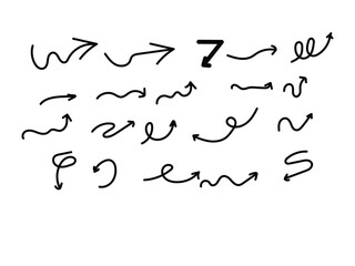 hand drawn arrow vector sketch icon set.