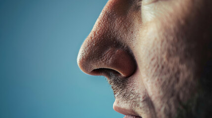 Fototapeta premium Delicate skin texture of a persons nose in great detail