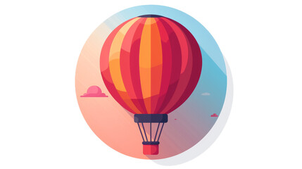 Obraz premium Ultra-Simple Red Hot Air Balloon Icon: 3D Render in Blender - Front View - High Detail on White Background
