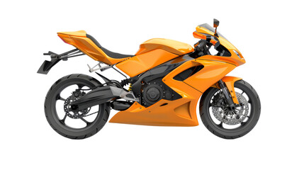 Obraz premium dynamic Orange Sport Bike Motorcycle: Side View - Isolated on Transparent Background