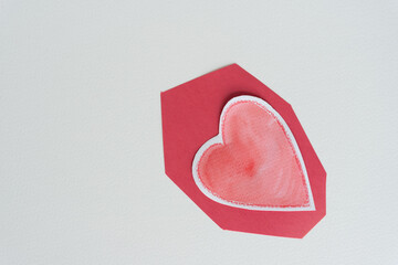 isolated heart on abstract polygonal shape with blank space