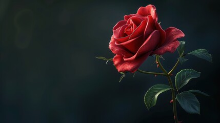 a rose with copy space on a dark background