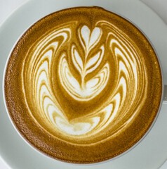 Beautifully decorated Cappuccino Coffee in old phuket town Thailand