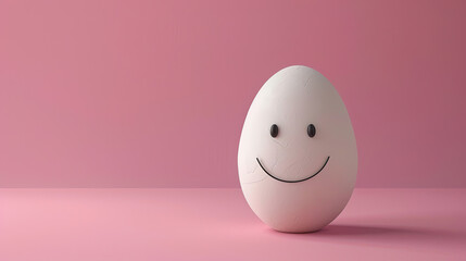 World Emoji Day Concept. World smile day emojis. 3d render of smiley face egg on pink background. Funny emojis. World mental health day.  World Laughter Day. Emoji Celebration. Copy space for text